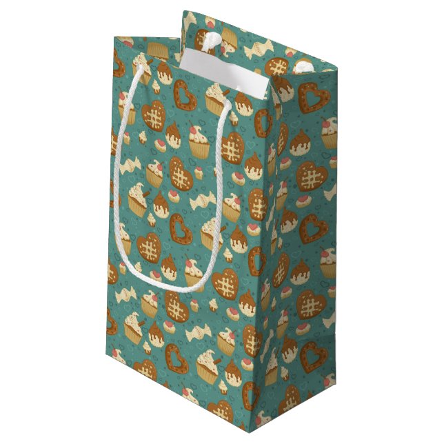 Petit Sac Cadeau Motif avec cupcakes et bonbons (Dos Angle)