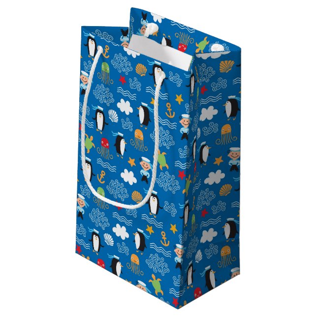 Petit Sac Cadeau motif avec le thème de mer (Dos Angle)