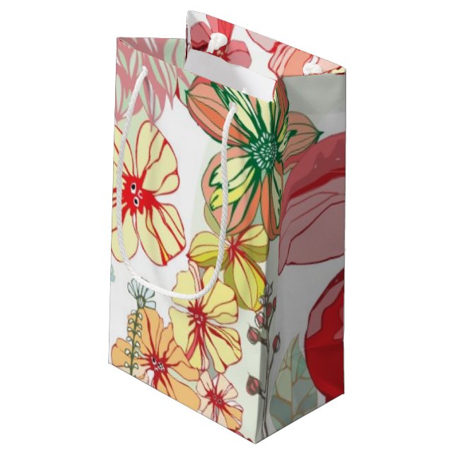 Petit Sac Cadeau Motif avec les fleurs rouges (Dos Angle)