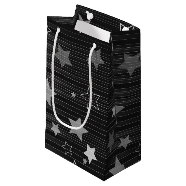 Petit Sac Cadeau Motif Black Stars (Devant Angle)