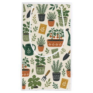 Petit Sac Cadeau Motif botanique de jardin de tomates et d'herbes e