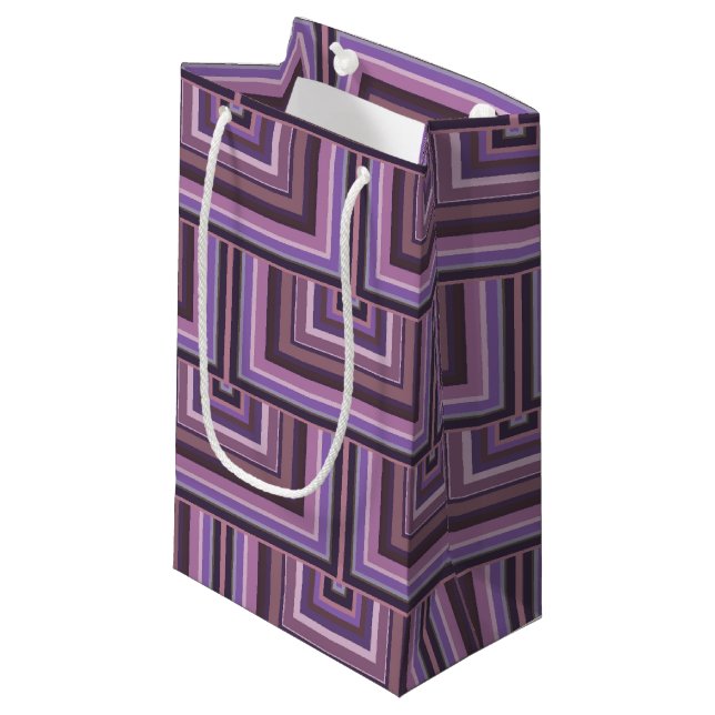 Petit Sac Cadeau Motif carré rayures (Devant Angle)