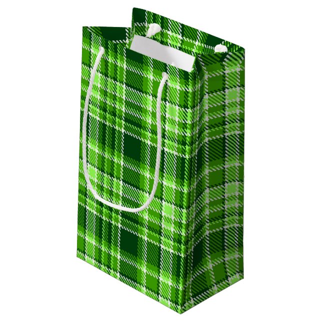 Petit Sac Cadeau Motif Checkered de couleur verte (Dos Angle)