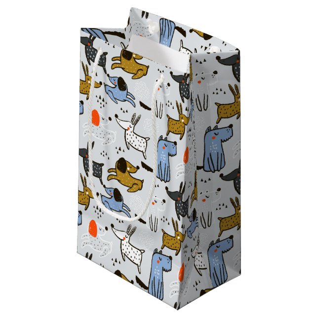 Petit Sac Cadeau Motif chien mignon Doodle (Devant Angle)