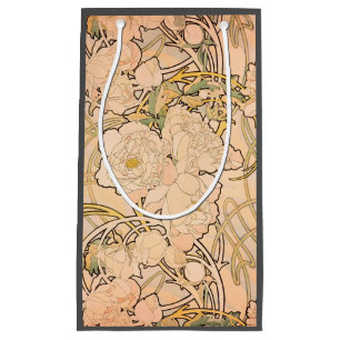 Petit Sac Cadeau Motif Classique Art Nouveau de Jardin de Pivoines