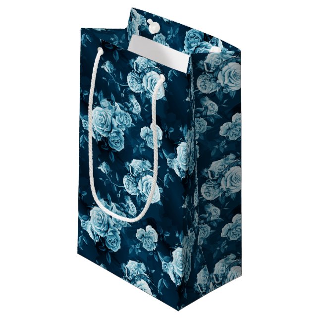 Petit Sac Cadeau Motif classique de rose de bleu (Devant Angle)