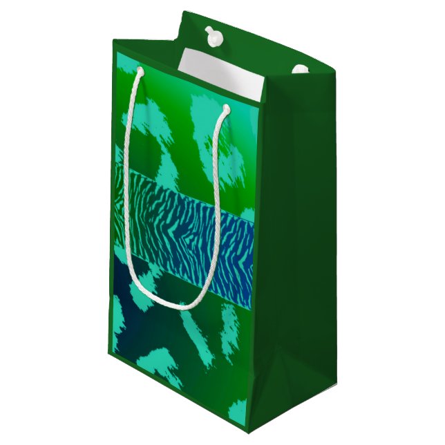 Petit Sac Cadeau Motif d'animal sauvage vert (Devant Angle)