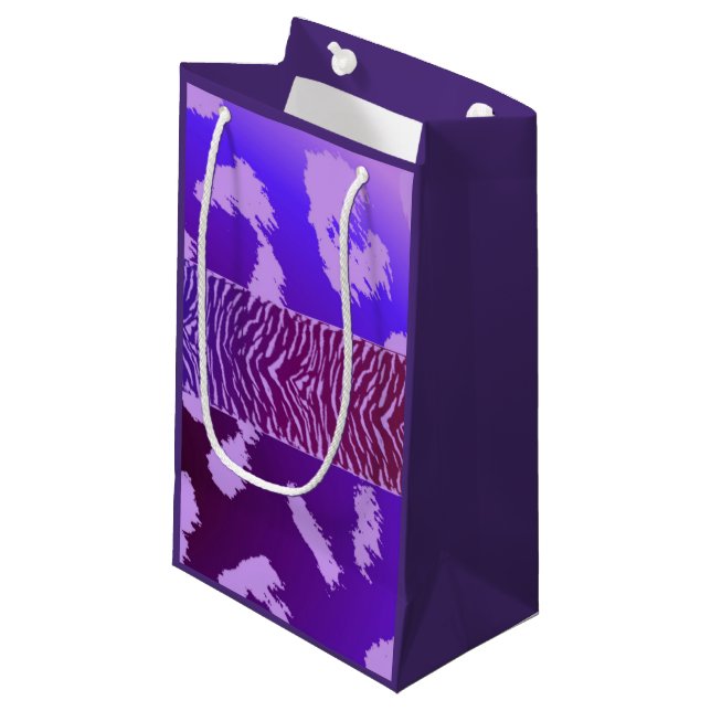 Petit Sac Cadeau Motif d'animal sauvage violet (Devant Angle)