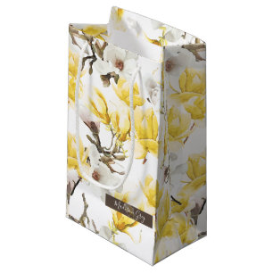 Petit Sac Cadeau Motif d'aquarelle jaune et blanc en fleurs de Magn