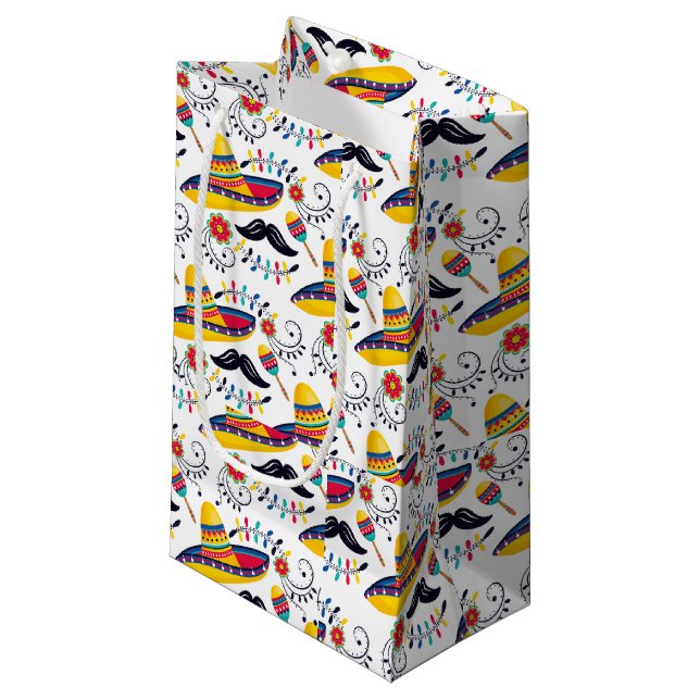Petit Sac Cadeau Motif d'art populaire mexicain Sombreros, Moustach (Devant Angle)