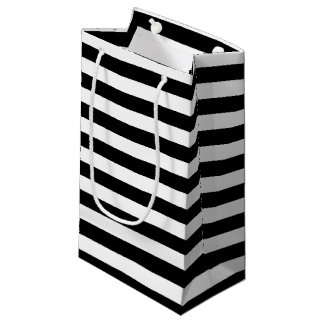 Petit Sac Cadeau Motif de bande noir et blanc horizontal