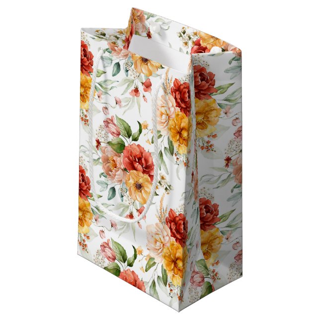 Petit Sac Cadeau Motif de bouquet de fleurs Red Peony (Devant Angle)