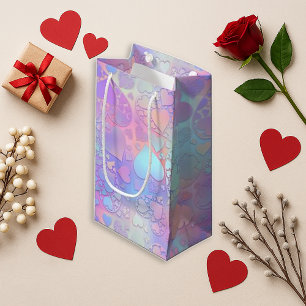 Petit Sac Cadeau Motif de cœur en nuage holographique pastel rêveur
