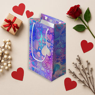 Petit Sac Cadeau Motif de cœur Kawaii pastel iridescent Design