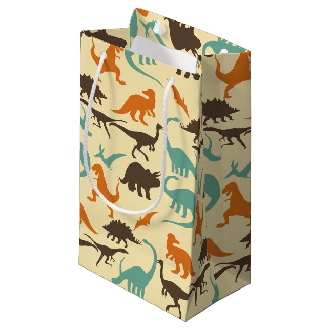 Petit Sac Cadeau Motif de Dinosaure Silhouette (Devant Angle)