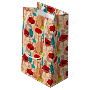 Petit Sac Cadeau Motif de fleurs, de vases et de bouteilles