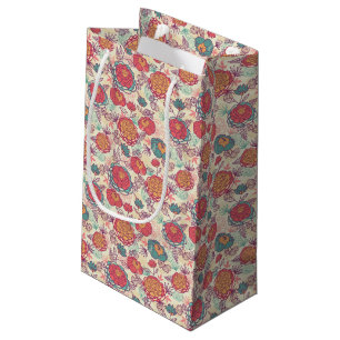 Petit Sac Cadeau Motif de fleurs et de feuille de pivoine