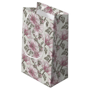 Petit Sac Cadeau Motif de fleurs rose amorti de ketmie