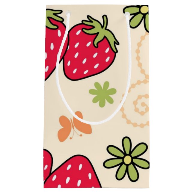 Petit Sac Cadeau Motif de fraises (Devant)