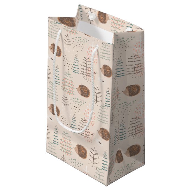 Petit Sac Cadeau Motif de hérisson de bois mignon (Devant Angle)