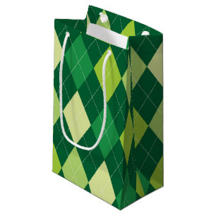 Petit Sac Cadeau motif de Jacquard vert