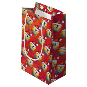 Petit Sac Cadeau Motif de la boule Santa Hat Nine sur rouge