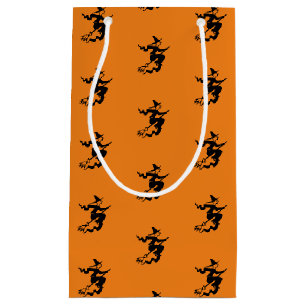 Petit Sac Cadeau Motif de la sorcière d'Halloween noir orangé faveu