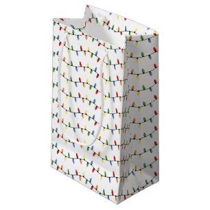 Petit Sac Cadeau Motif de lumières d'arbre de Noël festif coloré am