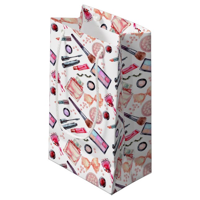 Petit Sac Cadeau Motif de maquillage d'aquarelle (Devant Angle)