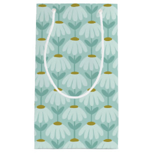 Petit Sac Cadeau Motif de marguerites florales vintage bleu sarcell