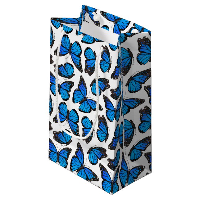 Petit Sac Cadeau Motif de papillon bleu de monarque (Devant Angle)