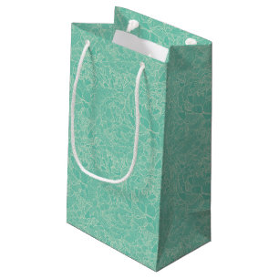 Petit Sac Cadeau Motif de pivoine de turquoise