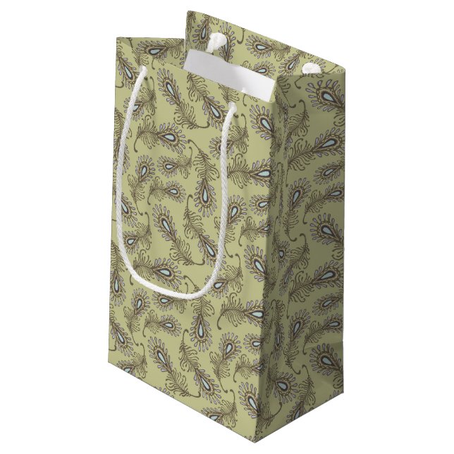 Petit Sac Cadeau Motif de plume (Dos Angle)