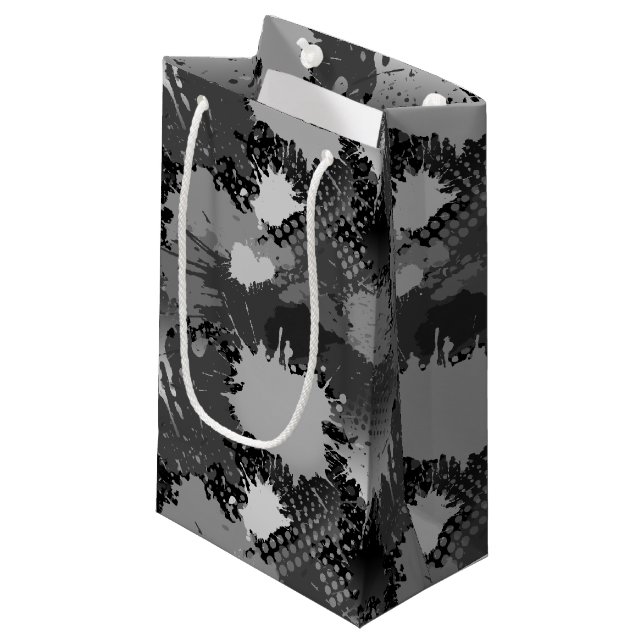 Petit Sac Cadeau Motif de projection de peinture 2 (Devant Angle)