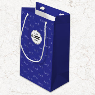 Petit Sac Cadeau Motif de remerciement avec logo personnalisé bleu