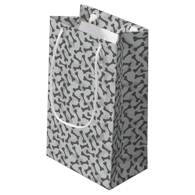 Petit Sac Cadeau Motif de texture d'os à fond gris (Dos Angle)