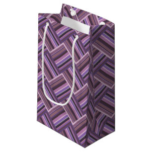 Petit Sac Cadeau Motif de tissage diagonale rayures mauve