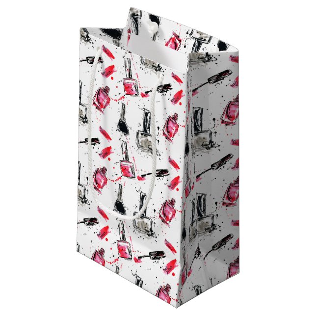 Petit Sac Cadeau Motif de vernis à ongles d'aquarelle (Devant Angle)