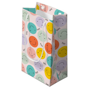 Petit Sac Cadeau Motif de visage joyeux souriant coloré
