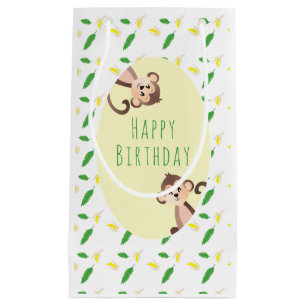 Petit Sac Cadeau Motif des singes de la jungle Banana à feuilles t
