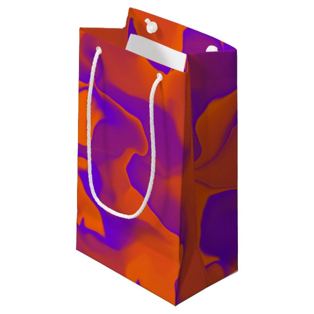 Petit Sac Cadeau Motif des vagues violet et orange (Devant Angle)