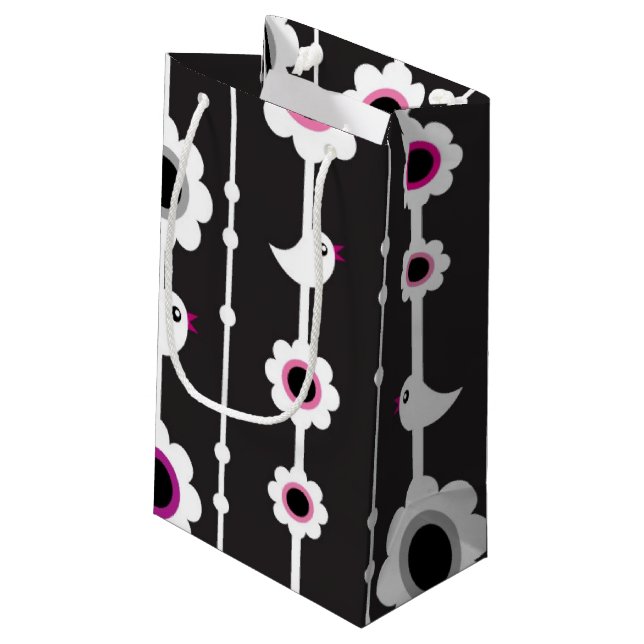 Petit Sac Cadeau motif d'oiseau et de fleurs (Dos Angle)