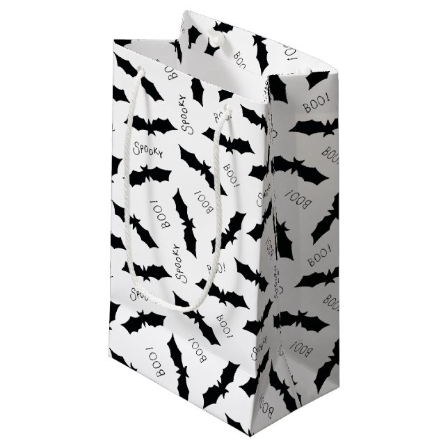 Petit Sac Cadeau Motif Éffrayant Halloween Black Bat Boo (Devant Angle)