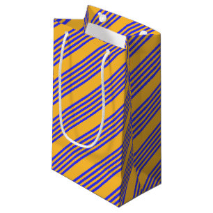 Petit Sac Cadeau Motif électrique bleu et jaune cinq bandes