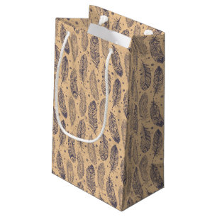 Petit Sac Cadeau Motif ethnique d'ensemble de plume
