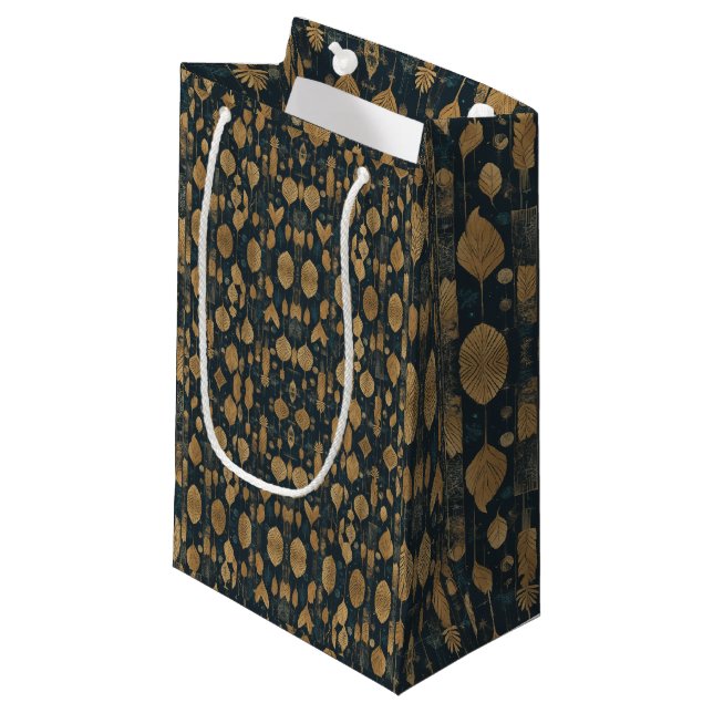 Petit Sac Cadeau Motif feuillu futuriste (Devant Angle)