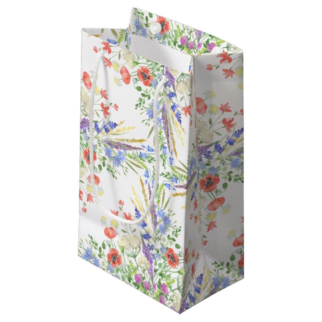 Petit Sac Cadeau Motif fleur sauvage (Devant Angle)