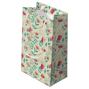 Petit Sac Cadeau Motif floral avec des chats de bande dessinée