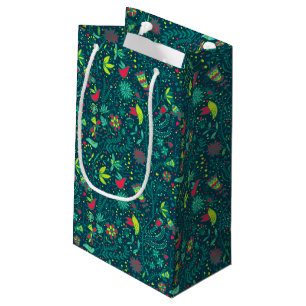 Petit Sac Cadeau Motif floral avec les oiseaux 2 de bande dessinée