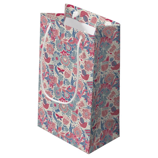 Petit Sac Cadeau Motif floral avec l'oiseau et le papillon (Dos Angle)